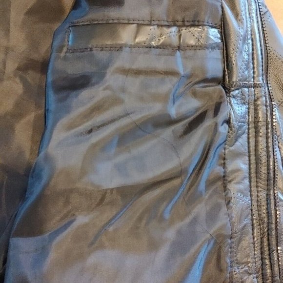 Haband Executive Division Genuine Leather Jacket Patchwork Men's LARGE - Picture 7 of 9